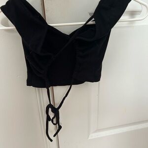 black backless crop top